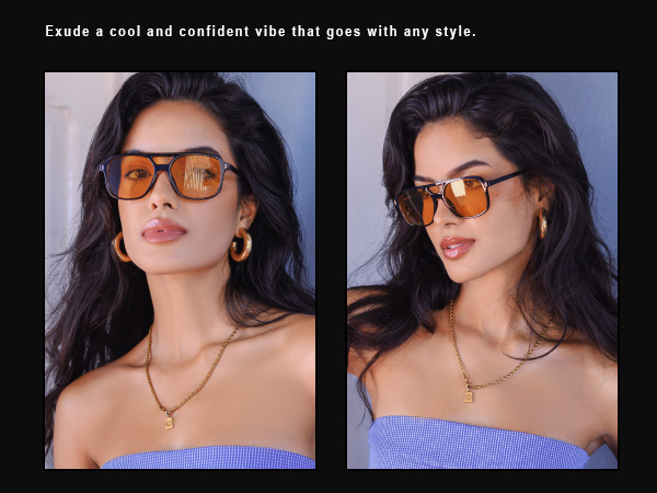 VANLINKER Retro Vintage 70s Square Aviator sunglasses for