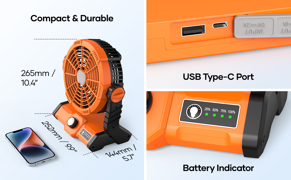 Locamp 20000mAh Battery Powered Fan, Camping Fan with LED