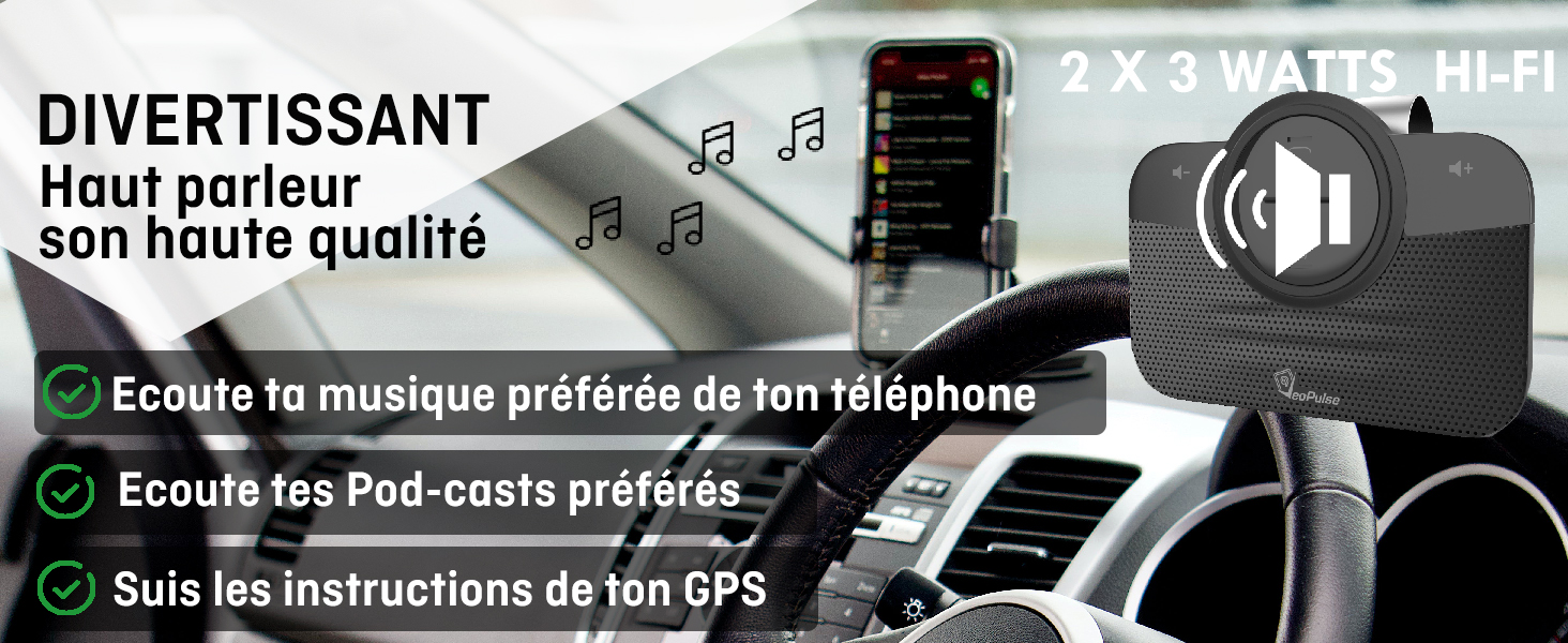 Veopulse BPro 2 Kit Main Libre Voiture Bluetooth avec allumage et