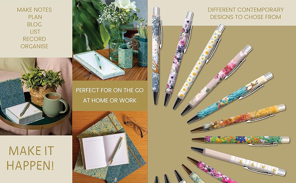 TGSC Ballpoint Pen Set William Morris Jasmine Design 2Pack Pens Gift Box Effortless