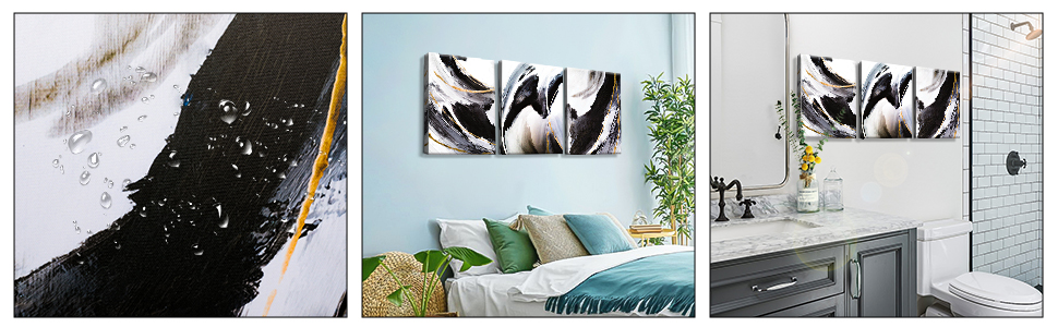 3 Pieces Wall Art Canvas Prints Modern Wall Artwork Framed for Bathroom Office Decor - 30 x 40 CM