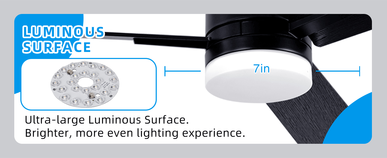 LED Dimmable Black Modern Ceiling Fans for Bedroom,Indoor/Outdoor Patio