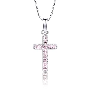 pink corss necklace close up 