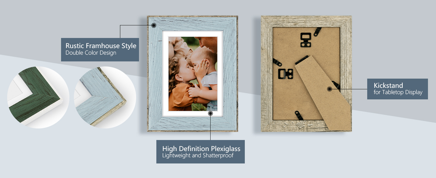 Golden State Art,11x14 Picture Frame Blue and Grey