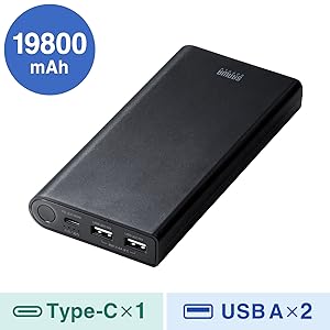 スマホアクセサリー SANWA SUPPLY BTL-RDC19 BLACK BTL-RDC19【ノートパソコン用モバイルバッテリー（大容量