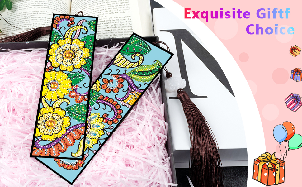 MVVMTOP 8 Pack Diamond Painting Bookmarks Flowers Diamond