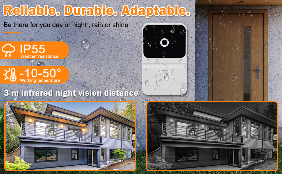 Doorbell Camera Wireless, Doorbell Camera with Chime Smart Video Doorbell HD Night