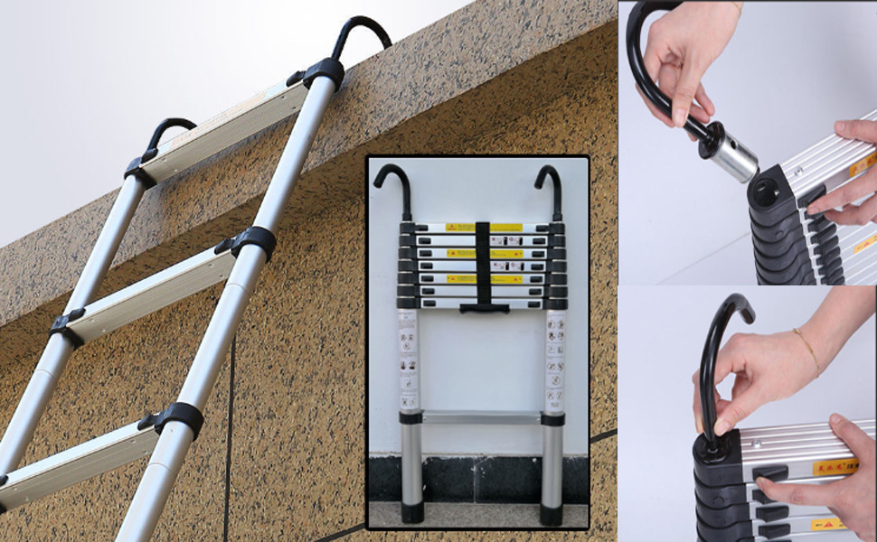 MAYQMAY 10.5FT Telescopic Ladder, Aluminum Telescoping Ladders with