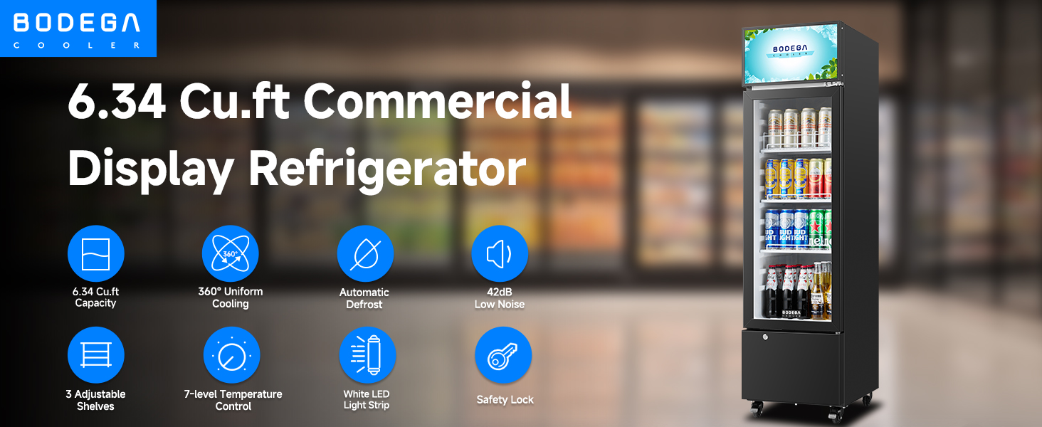 Commercial display refrigerator glass door Commercial merchandiser Refrigerator