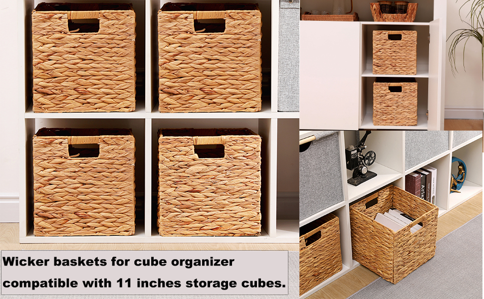 LYJWOO6D Wicker Storage Cubes Wicker Storage Baskets