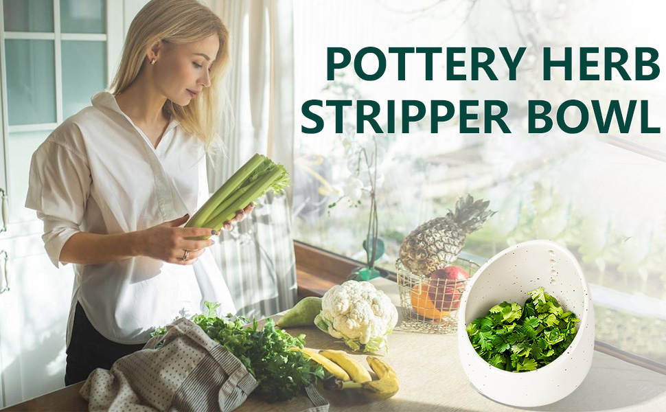 pottery herb stripper bowl