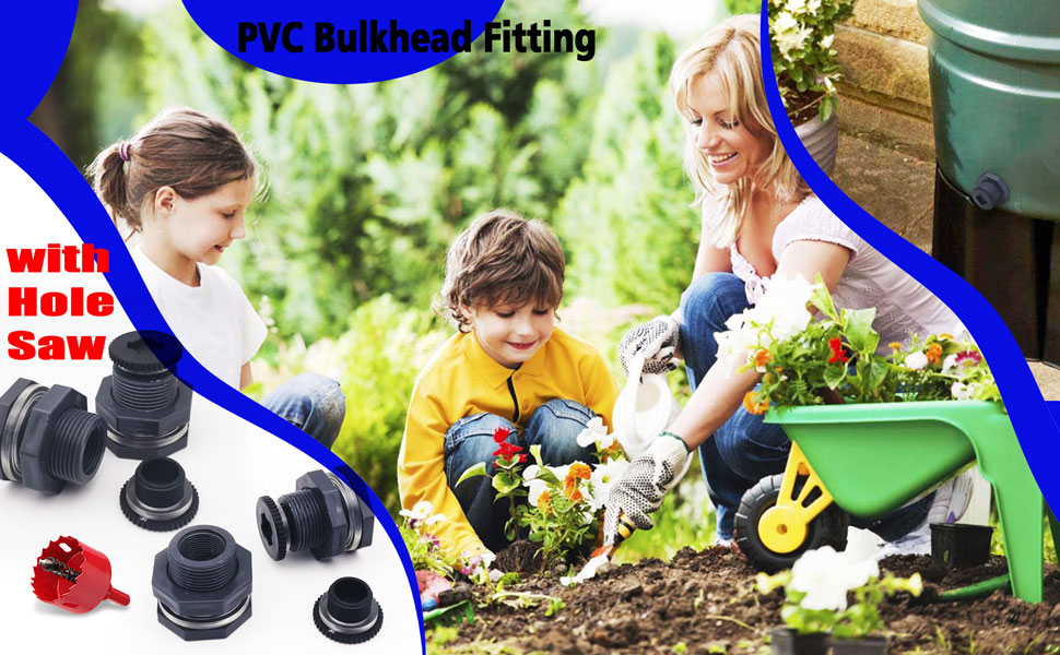 2 PCS Rain Barrel Bulkhead Fitting kit with Plugs and Hole