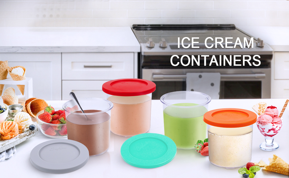 Ice Cream Pints Containers with Silicone Lids Replacement