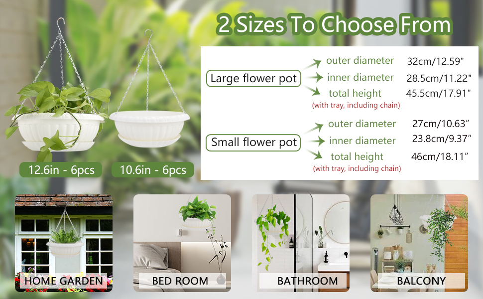 TITATI 6pcs 12.59” Hanging Planters for Outdoor Plants