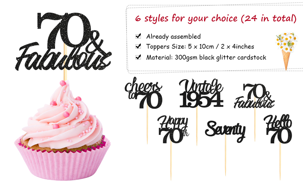 70th cupcake topper