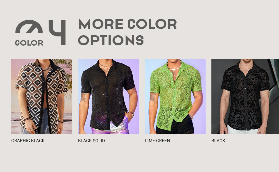 トップス SHEER FLOWER SHORT SLEEVE SHIRTS Men Sexy Short Sleeve See Through Floral Mesh Shirt Muscle