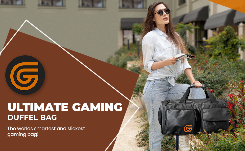 Woman holding Duffel Bag