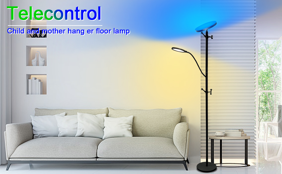 Ovensty RGB Coat Rack Floor Lamp,LED Bright Modern Corner Floor Lamps