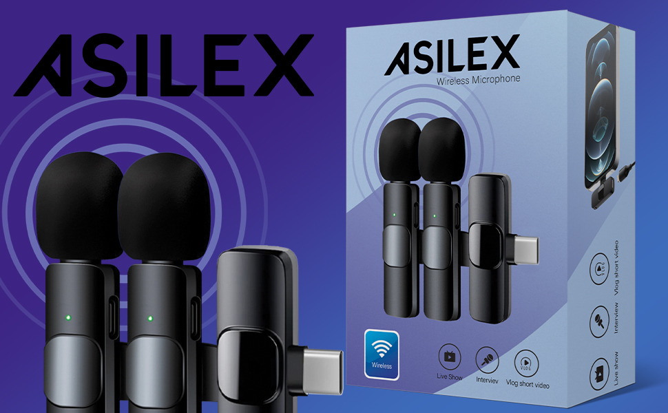 ASILEX Wireless Microphone for iPhone, 2 PCS Mini Microphone, iPhone