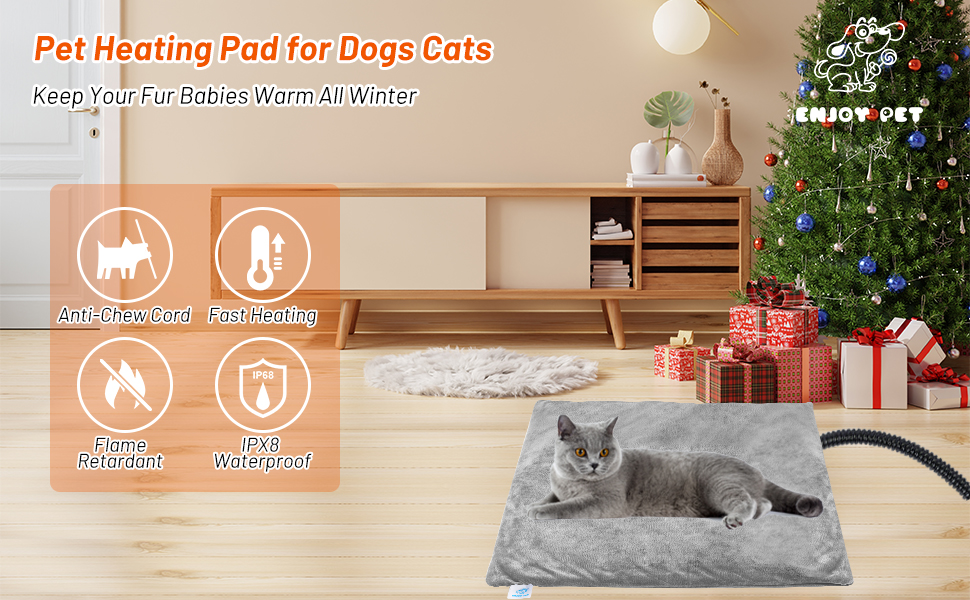 Heated Cat Bed for Indoor Cats, Electric Pet Heating Pad