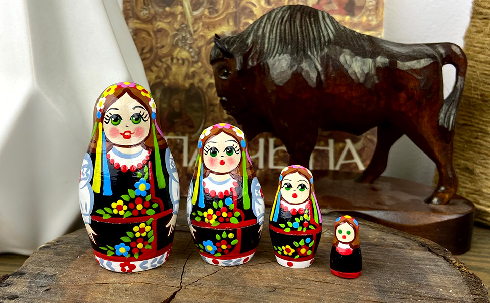 AEVVV Ukrainian Nesting Dolls Set of 4 pcs Miniature