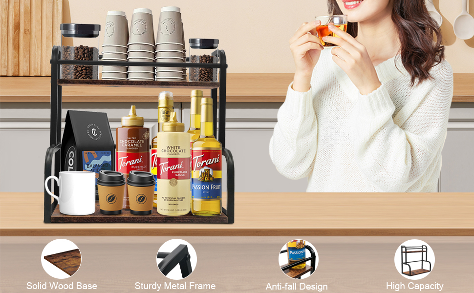 Telawsfun Coffee Station Organizer with Coffee Syrup Rack,2