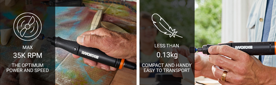 WORX MakerX 20V Rotary Engraving Tool Kit - Cordless, with Brushless Motor, Home Improvement Power Tool, for Cutting, Engraving, Dremel, and Crafting - Battery not Included 19 wx739