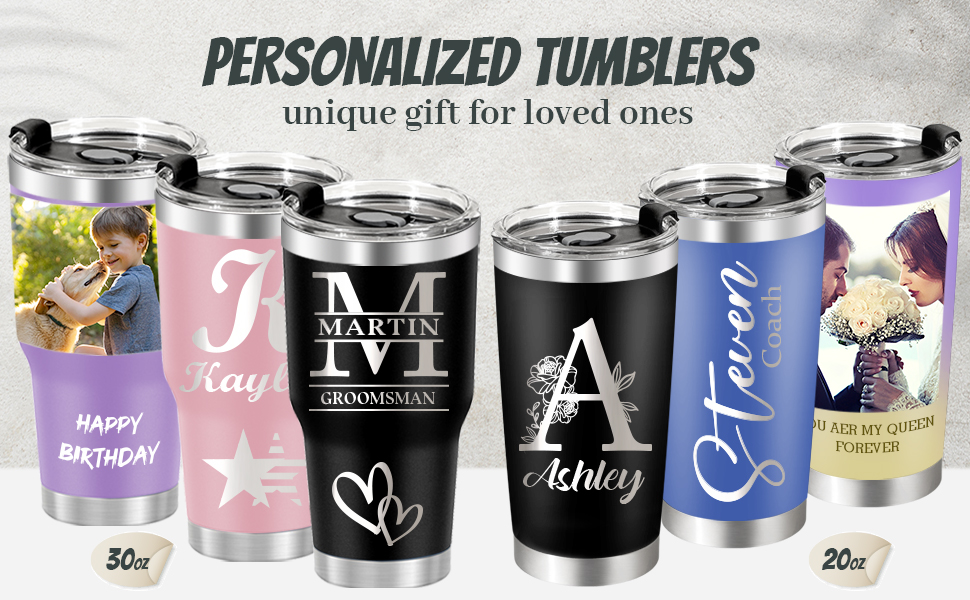 Aumuko Personalized Tumbler with Engraved Name 16 Designs Double Wall Aumuko Personalized Tumbler with Engraved Name 16 Designs Double Wall