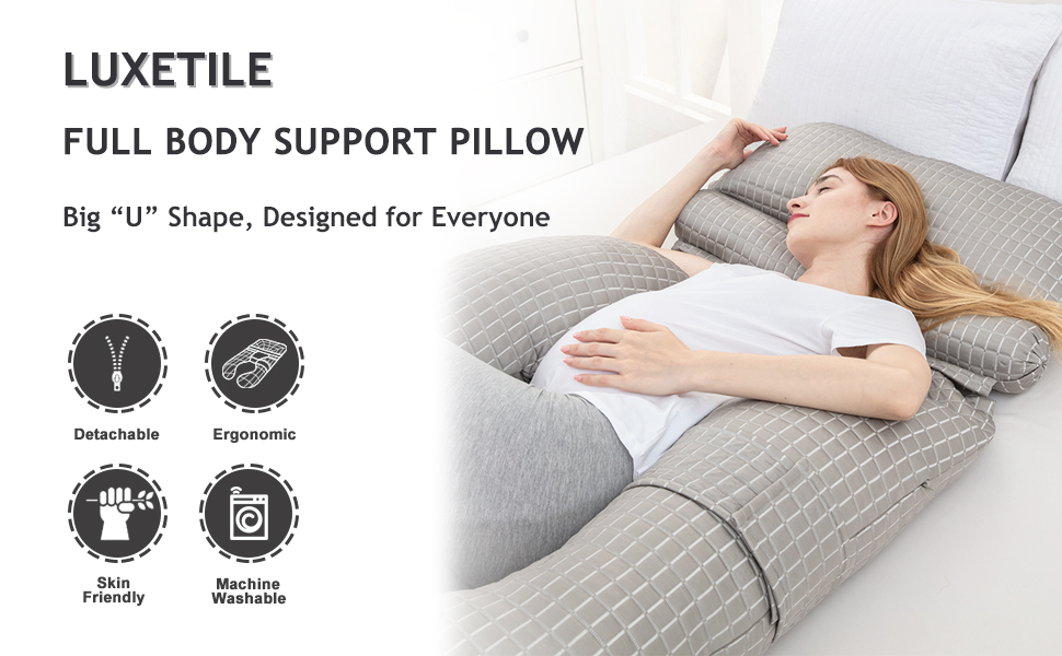 LUXETILE Cooling Pregnancy Body Pillow for Pregnant Women