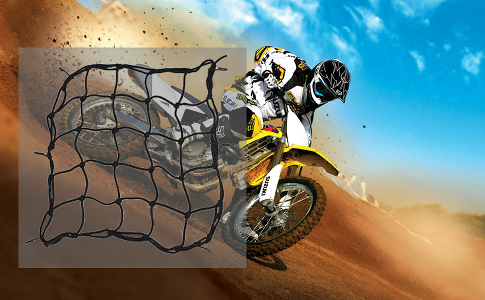 2 Package 15" x15" (40x40cm) Motorcycle Cargo Net for Motorcycle Elasticated Bungee Cord Cargo