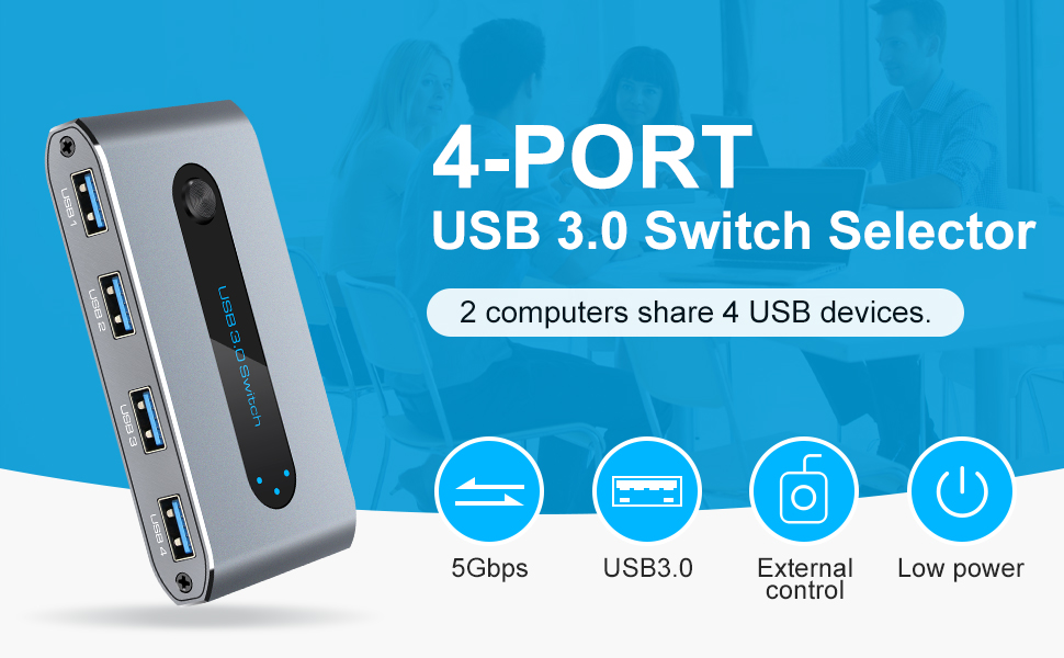 USB 3.0 Switch Selector 4 Port KVM Switches 2 Computers Sharing 4 USB ...