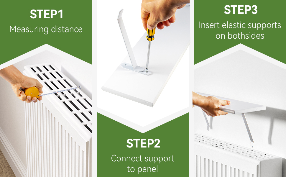 YORKING White Radiator Shelf 60CM, 24x6 inch Floating Radiator Shelf