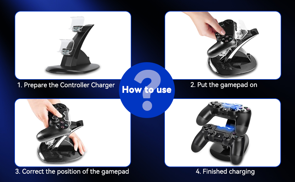 PS4 Controller Charger, Fast Dual USB PS4 Charging Dock for Playstation