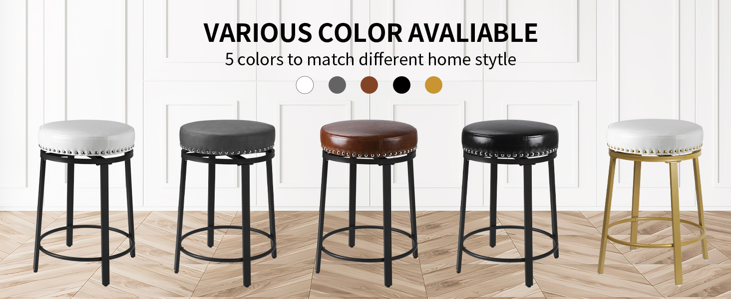 FLYZC White Gold Swivel Bar Stools Set of 2 Counter Height