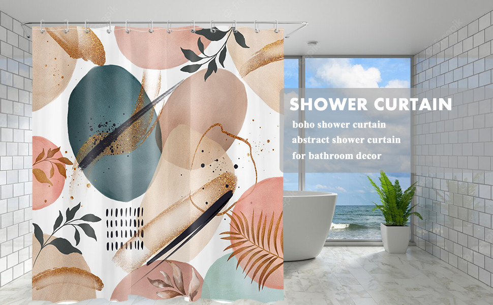 HVEST Abstract Geometry Shower Curtain Mid Century