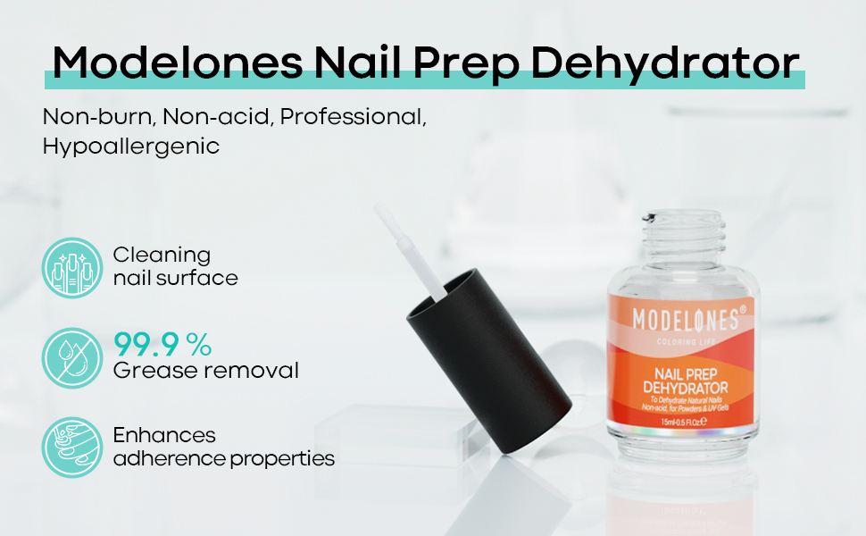 Modelones Nail Primer,15ml Acid Free Nail Dehydrator for Acrylic Nails