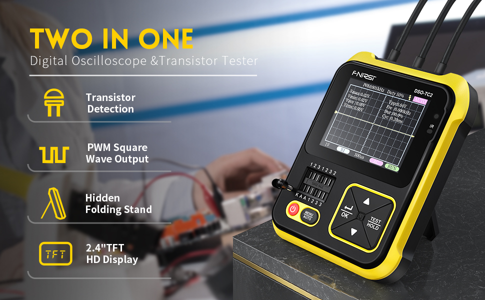FNIRSI DSO-TC2 Oscilloscope - 2-in-1 Handheld Oscilloscope & Transistor ...