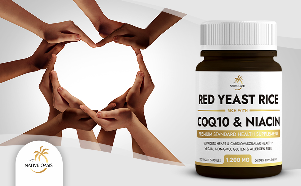 Native Oasis (2 Bottles) Red Yeast Rice 1,200 mg. Capsules