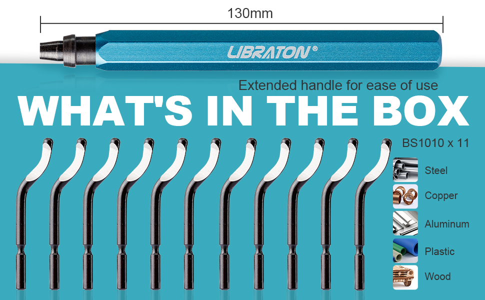 Libraton Deburring Tool with 11 High Speed Steel Blades (BS1010), 360