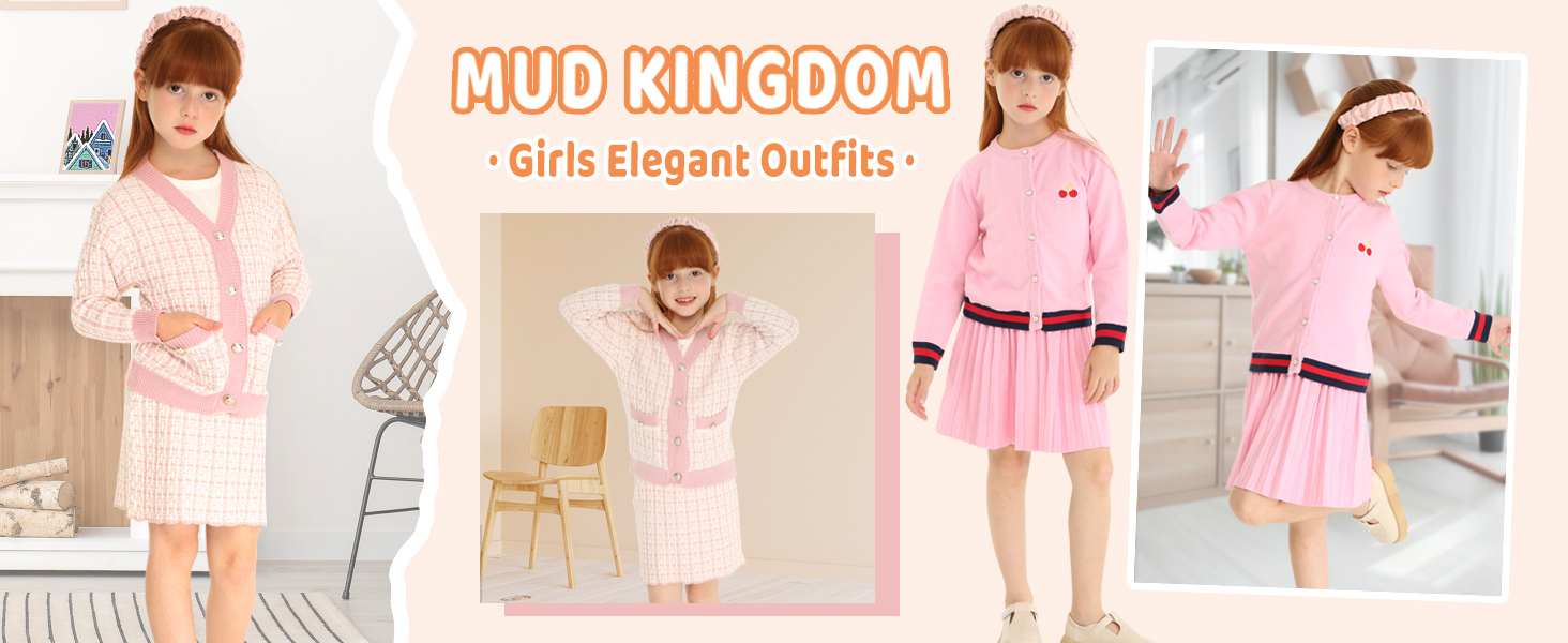 girls cardigan with skirt sweater outfit