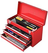 IRONMAX Portable Tool Box, 20.5’’ Lockable Steel Tool Chest Cabinet w/Comfortable Handle & 3 Draw...