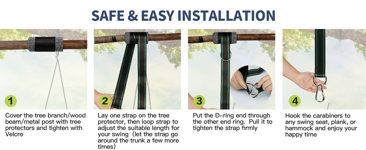 KOMUSMO 5ft Tree Swing Hanging Straps Kit (Set of 2), Portable Camping Hammock Tree