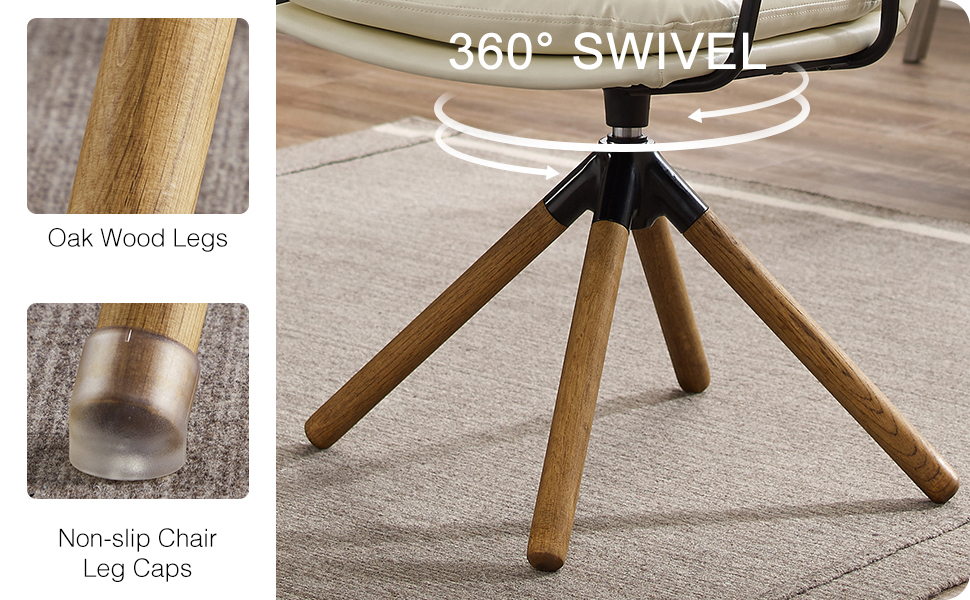 Art Leon Desk Chair No Wheels, Mid Century Modern Swivel