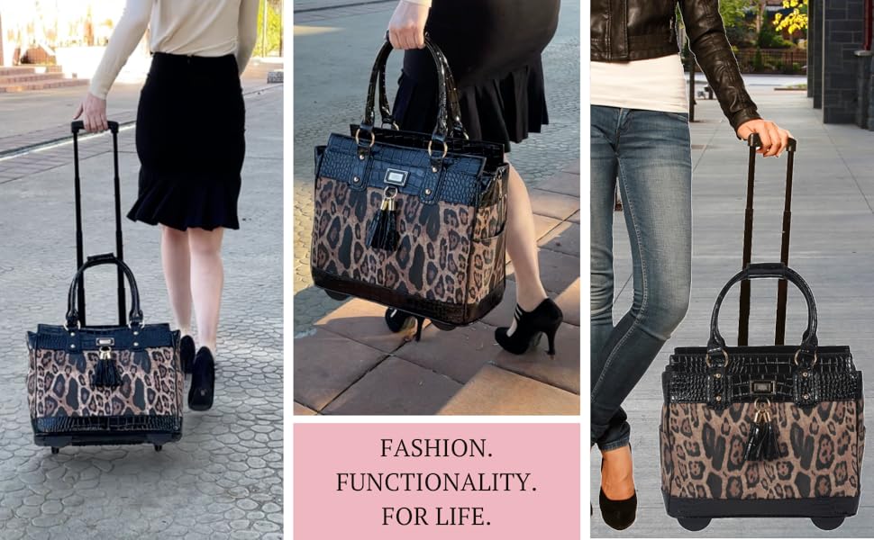 women's briefcase rolling tote carry on bag carryon laptop bag purse travel bag computer office