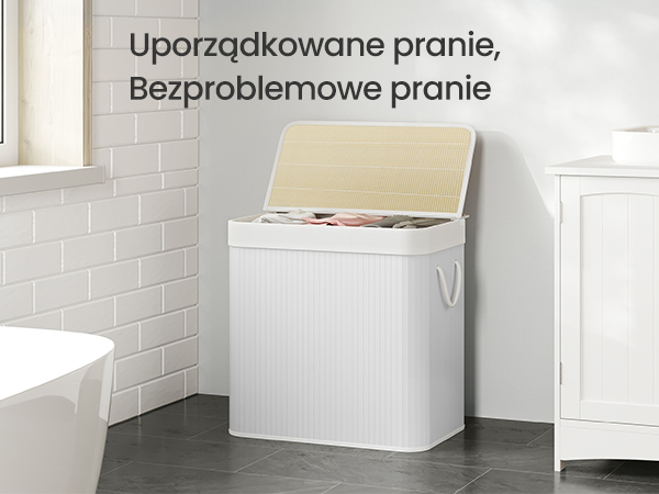 小物 prn Songmics Kosz na Bieliznę, Biały, 150L/60 x 40 x 61,5 cm