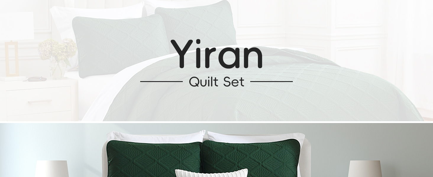 Emerald Green Quilt Set Queen Size Lightweight Bedspread