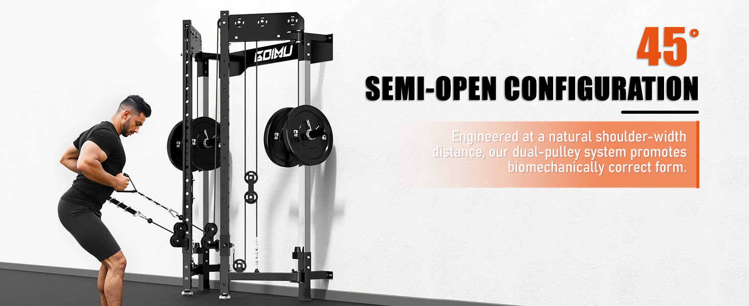 WM3-V4 Folding Squat Rack, Wall Mounted Power Rack with Dual Independent Pulley System, Functional Trainer with 5 Adjustable Function Modes for Space Saving Home Gym