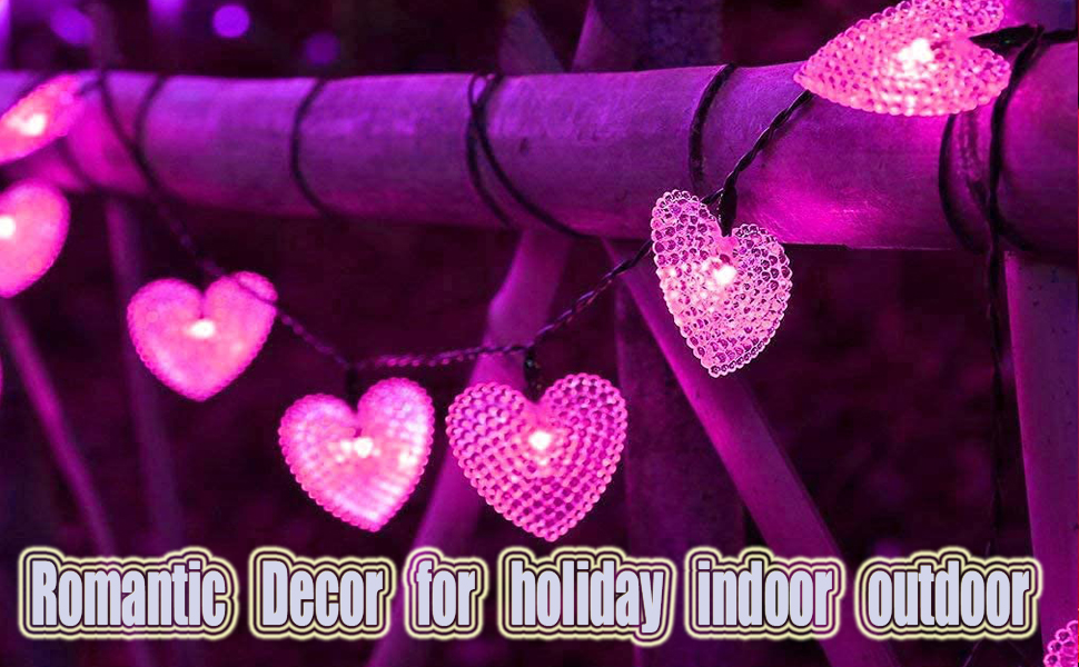 WONFAST Solar Heart String Lights, Waterproof 20ft 30 LED HeartShaped