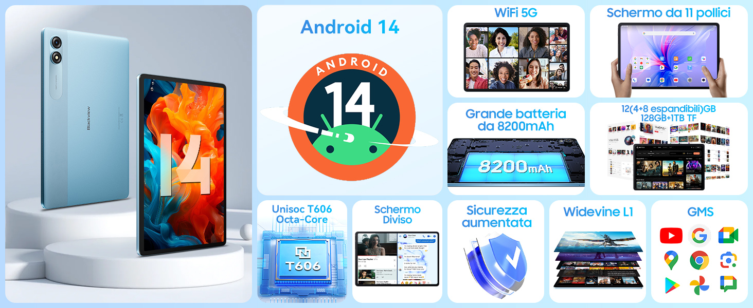 Blackview Android 14 Tablet 11 Pollici
