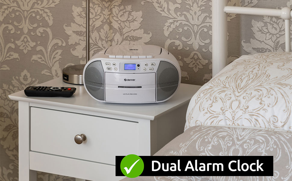 Dual alarm clock CD player